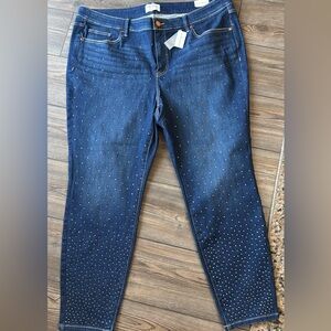 Lane Bryant Dark Blue Skinny Jeans with Metallic Studs